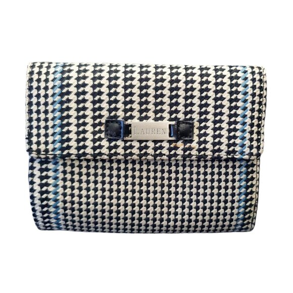Lauren Ralph Fold Wallet Houndstooth Leather Signature Logo Classic Women Access - Picture 2 of 11
